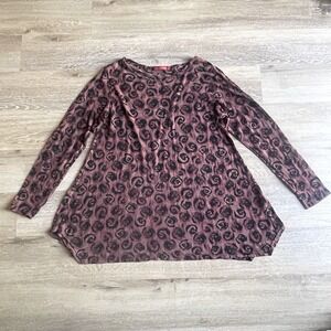 Cut Loose Floral Burnout Tunic Large Wine Sheer Lightweight Long Sleeve